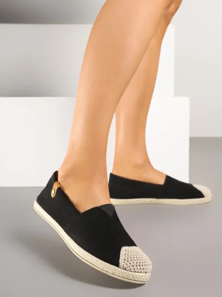 Espadryle z Elastyczną Wstawką Zdobione Plecionką Kinellis czarne