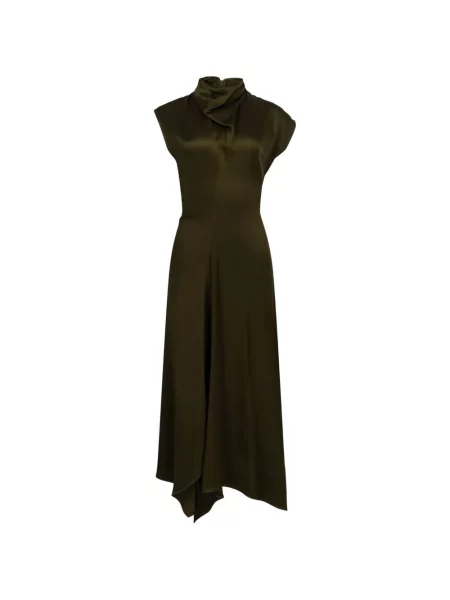 Rochie midi Victoria Beckham din satin drapată verde