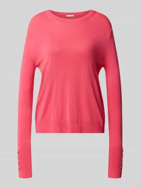 Sweter z mieszanki z detalami w postaci guzików na rękawie Tom Tailor różowy