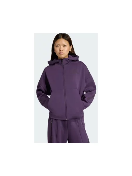 Bluza z kapturem Adidas fioletowa