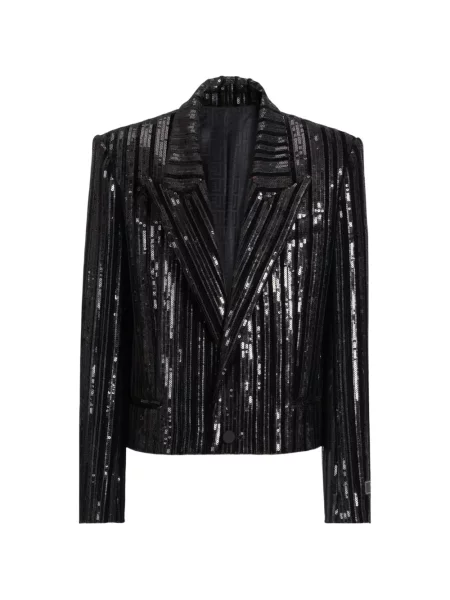 Decupat geacă Balmain cu paiete de catifea negru