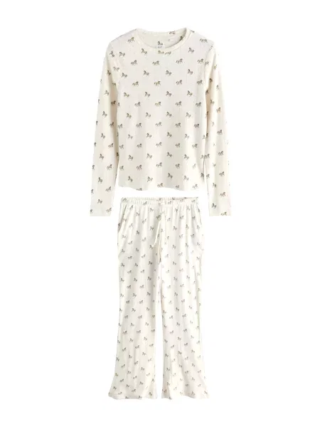 Next Pijama crem / închis maro