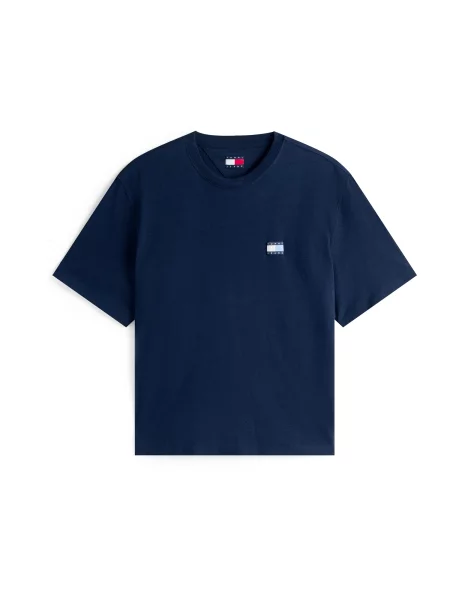 Tommy Jeans Tricou bleumarin / albastru deschis / lână alb
