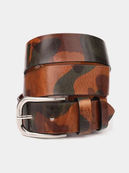 Кожаный ремень Grande Pelle с ремешками коричневый