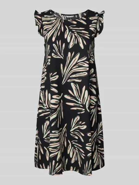 Sukienka mini o linii A ze wzorem na całej powierzchni Tom Tailor Denim beżowa