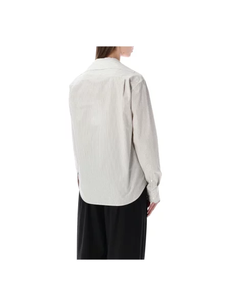 Koszula Mm6 Maison Margiela w paski z paskiem biała