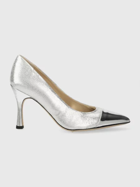 Pantofi cu toc Custommade din piele argintiu