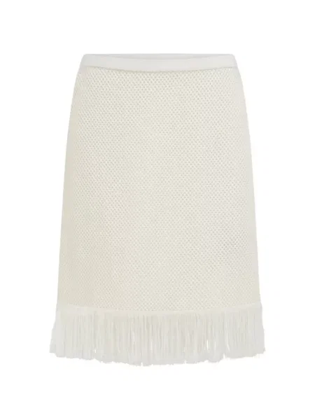 Mała mały spódnica mini Ferragamo z frędzli biała