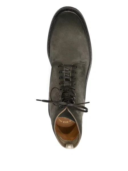 Botine Officine Creative cu șireturi din piele de căprioară verde