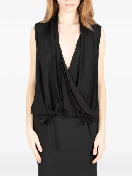 Top Société Anonyme bez rękawów drapowany czarny