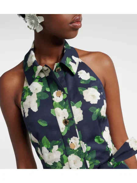 Rochie midi Carolina Herrera cu model floral albastru