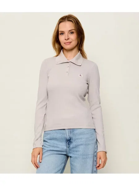 Tricou polo Calvin Klein Jeans bej