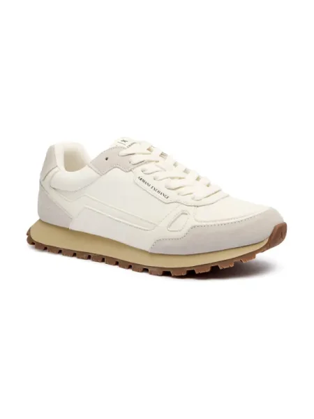Armani Exchange Sneakers cu adaos de piele alb
