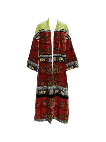 Palton Hui Milano de catifea cu model floral cu imagine roșu