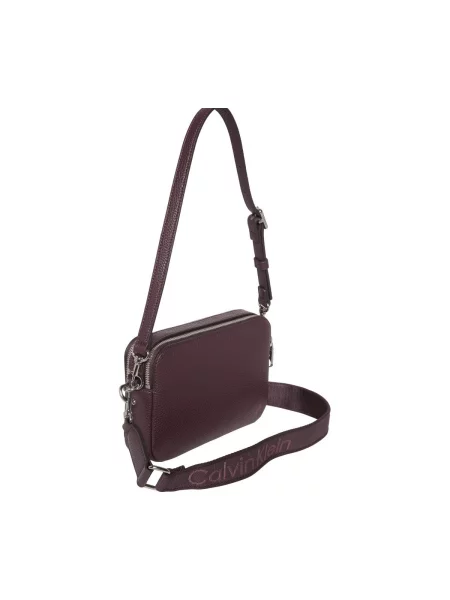 Geantă Calvin Klein Webbing 2X Strap Camera Bag Maro roșu
