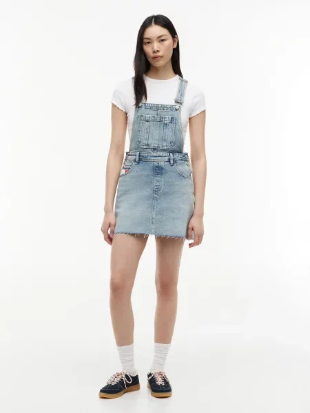 Tommy Jeans Sukňa na traky denim modrá