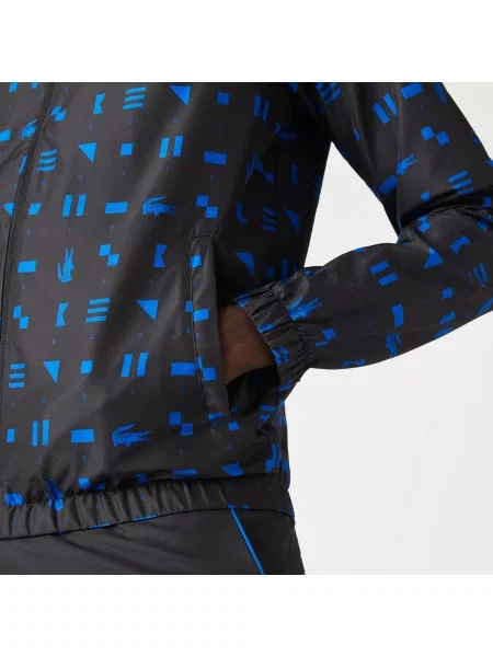 Lacoste Dres Sport Z Długim Rękawem Z Kapturem Ze Wzorem Regular Fit granatowy