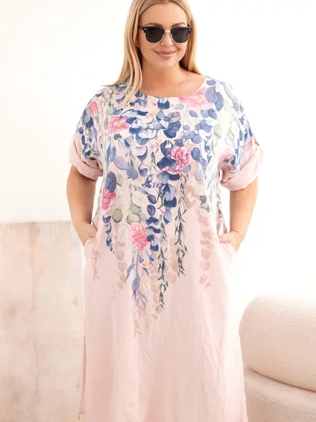 Rochie mini Kesi Włoski cu mâneci scurte albastru