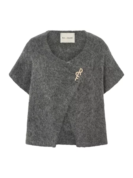 Sweter Rue De Femme z dekoltem w serek szary