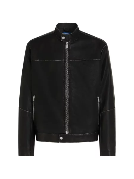Geacă de blugi Karl Lagerfeld Jeans zdrențuiți negru