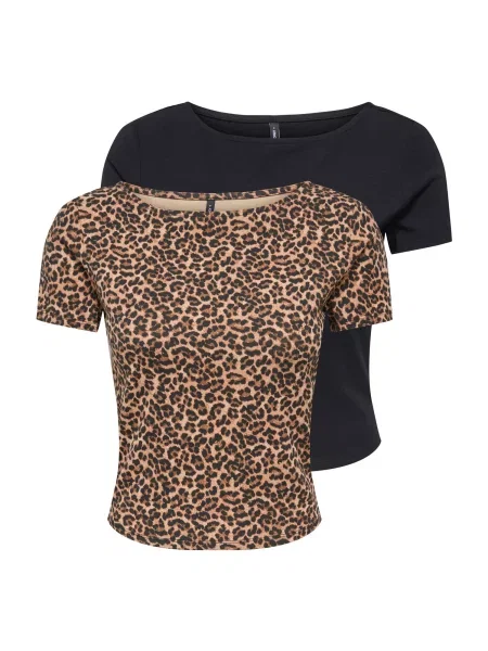 ONLY Tricou ONLSUSAN maro / maro cappuccino / maro mokka negru
