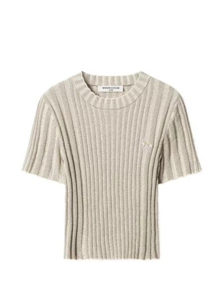 Tricou Maison Kitsune tricotate cu decolteu rotund