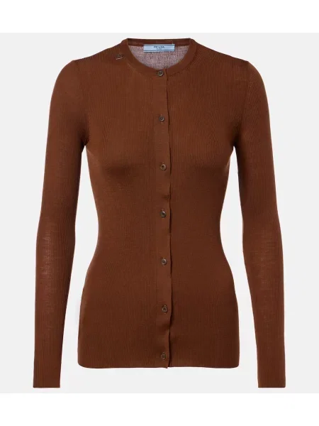 Cardigan Prada de lână maro