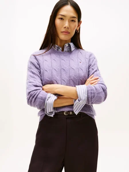 Sweter z dzianiny o kroju regular fit z czystej wełny Tommy Hilfiger