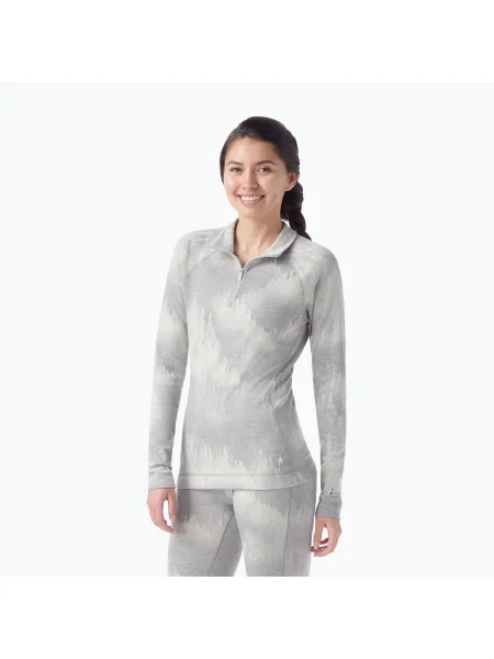 Bluză termoactivă pentru femei Smartwool Classic Thermal Merino Base Layer Zip Boxed light gray foggy pines