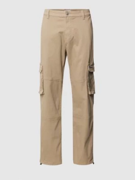 Spodnie cargo z nakładanymi z patką Review beżowe