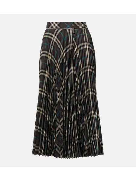 Fusta plisata Burberry în carouri plisată până la genunchi verde