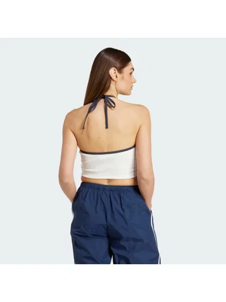 Top Adidas Originals z dekoltem halter biały