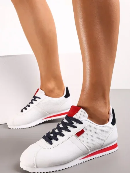 Sneakerși Roșu cu Cusături Phyrise alb