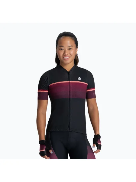 Olcsóbban. Női kerékpáros póló Rogelli Impress II burgundy/coral/black. Méret: M fekete