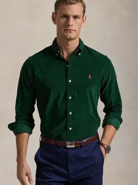 Polo Ralph Lauren cămașă din Corduroy barbati cu guler clasic regular verde