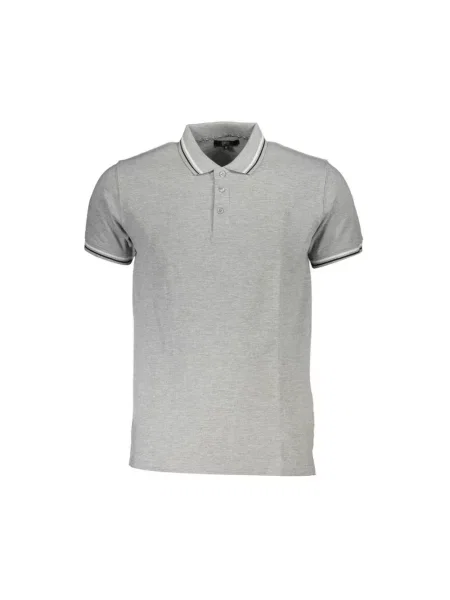 Haftowana koszulka polo Cavalli Class z krótkim rękawem szara