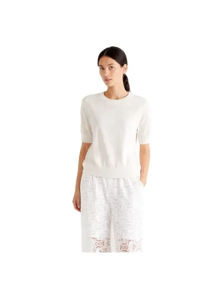 Sweter Meimeij z krótkim rękawem biały