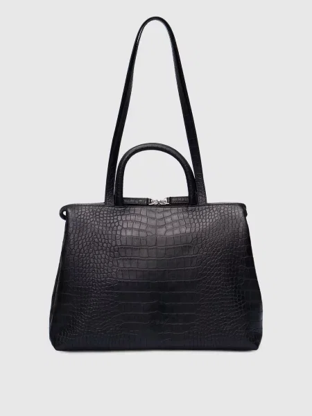 Шкіряна сумка-тоут 4 Dritta з тисненням під шкіру крокодила Marsell чорна