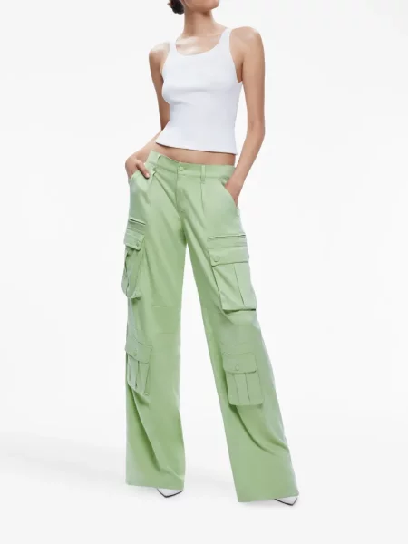 Cargo stiliaus kelnės Alice + Olivia žemu liemeniu žalia