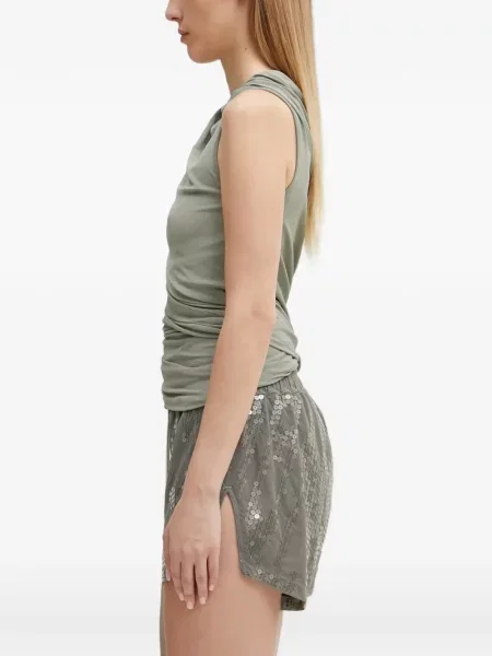 Top Rick Owens Lilies fără mâneci drapat verde