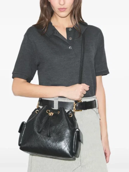 Húzózsinór steppelt kézitáska Tory Burch fekete