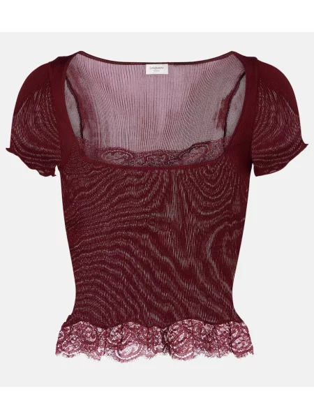 Top Saint Laurent din satin bordo