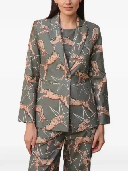Sacou Las Sureñas cu imagine cu model leopard verde