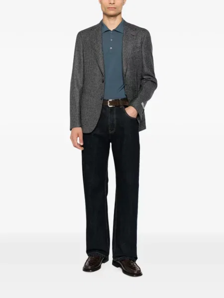 Tricou polo Canali tricotate albastru