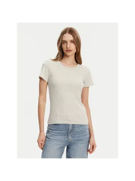 Pieces Marškinėliai May Slim Fit pilka