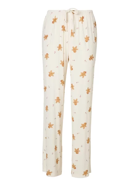 Hunkemöller Pantaloni de pijama Ess bej / roșu cireș / lână alb