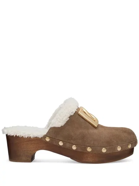 Saboți Dolce & Gabbana din piele de căprioară maro
