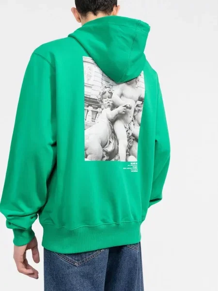 Bluza z kapturem Helmut Lang z nadrukiem ze sznurkiem
