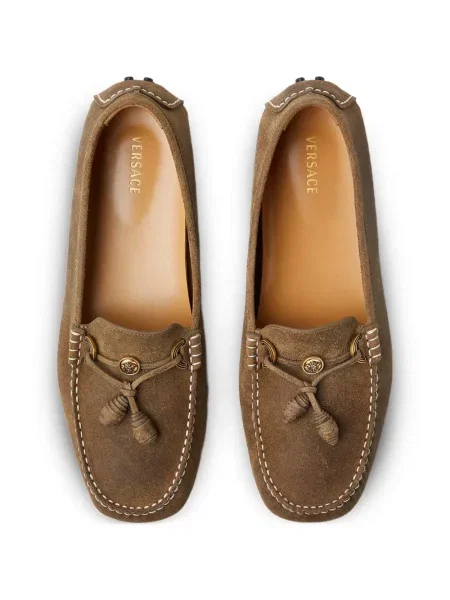 Pantofi loafer Versace din piele de căprioară maro