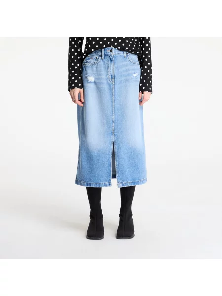 Fustă din denim Tommy Hilfiger până la genunchi